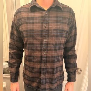 Uniqlo Brown and Blue Plaid Casual Shirt